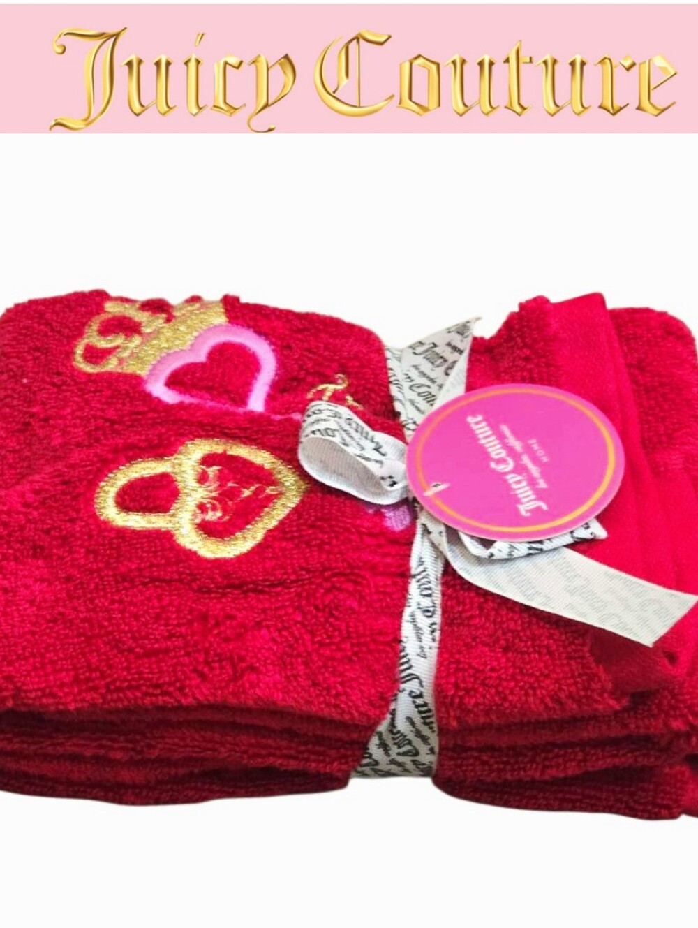 Juicy Couture Home Heart & Key Logo Embroidered Hand Towel Set